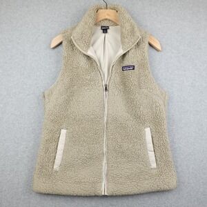 Patagonia Los Gatos Vest Womens Medium Beige Fleece Full Zip Sherpa Cozy